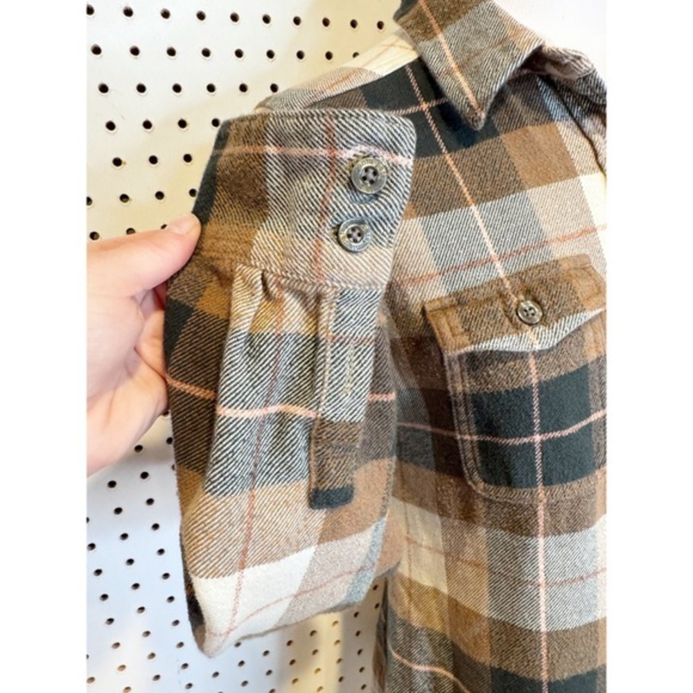 Patagonia | Organic Cotton Plaid Flannel Button Down Shirt Brown Tan 53915 Sz. 6 - Picture 3 of 8